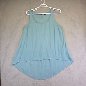 Torrid Tank Top Womens 0 L/12 Green Scoop Neck‎ Chiffon Sheer Hi Low Flowy